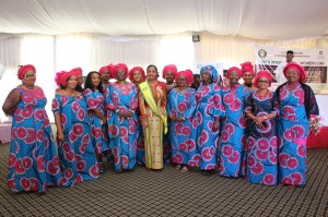 ECOWAS staff flanking Mrs Brou after her investiture